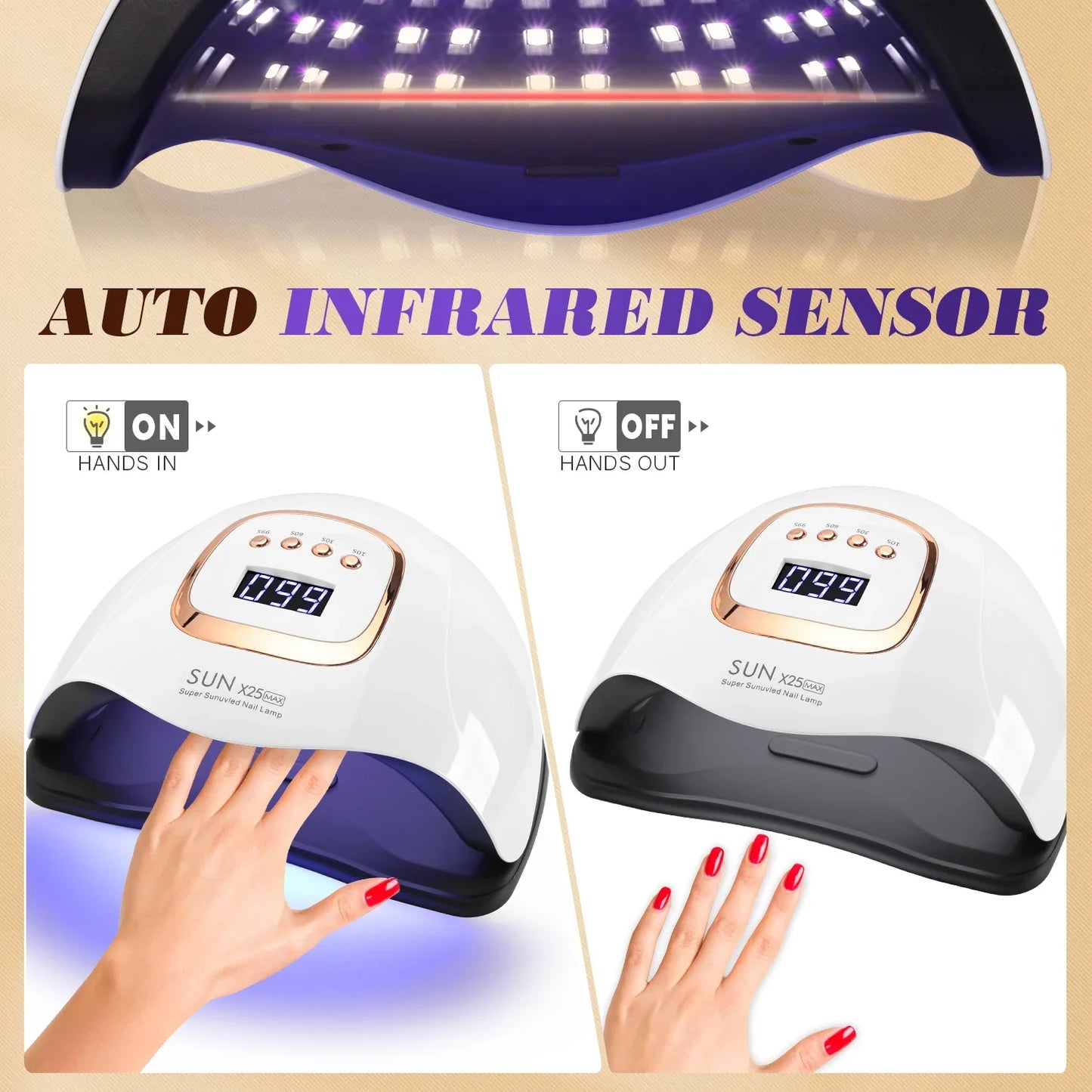 Beauty 380W LED UV Lamp Intelligence Dryer for Nails Gel Polish Drying Lamp with 4 Timer Setting Sensor Professional Nail Light